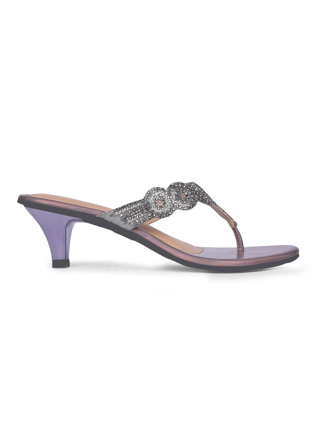 Bata Women Gunmetal Block Heel Thong Sandal - Gunmetal - View 2