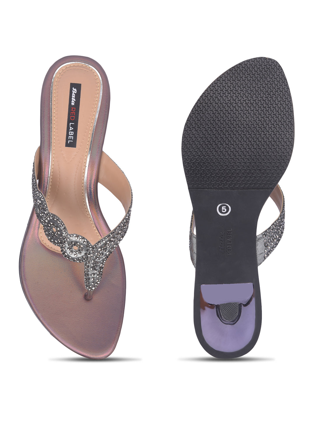 Bata Women Gunmetal Block Heel Thong Sandal - Gunmetal - View 4