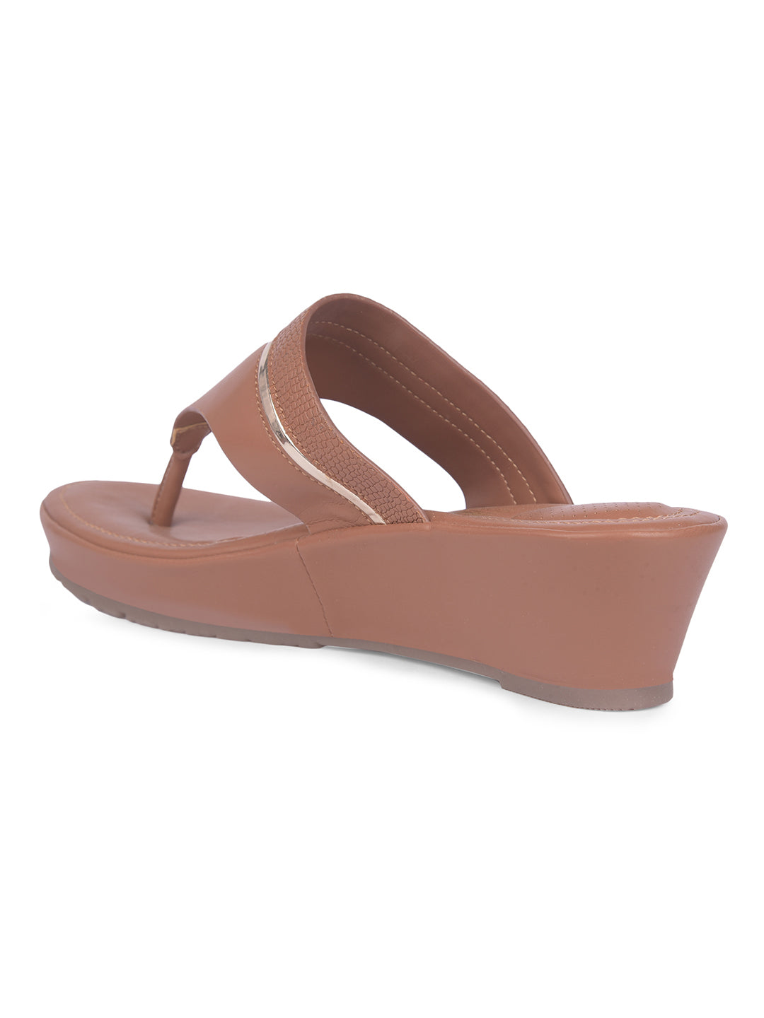 Bata Comfit Women Tan Wedge Heel Thong Sandal - Tan - View 3