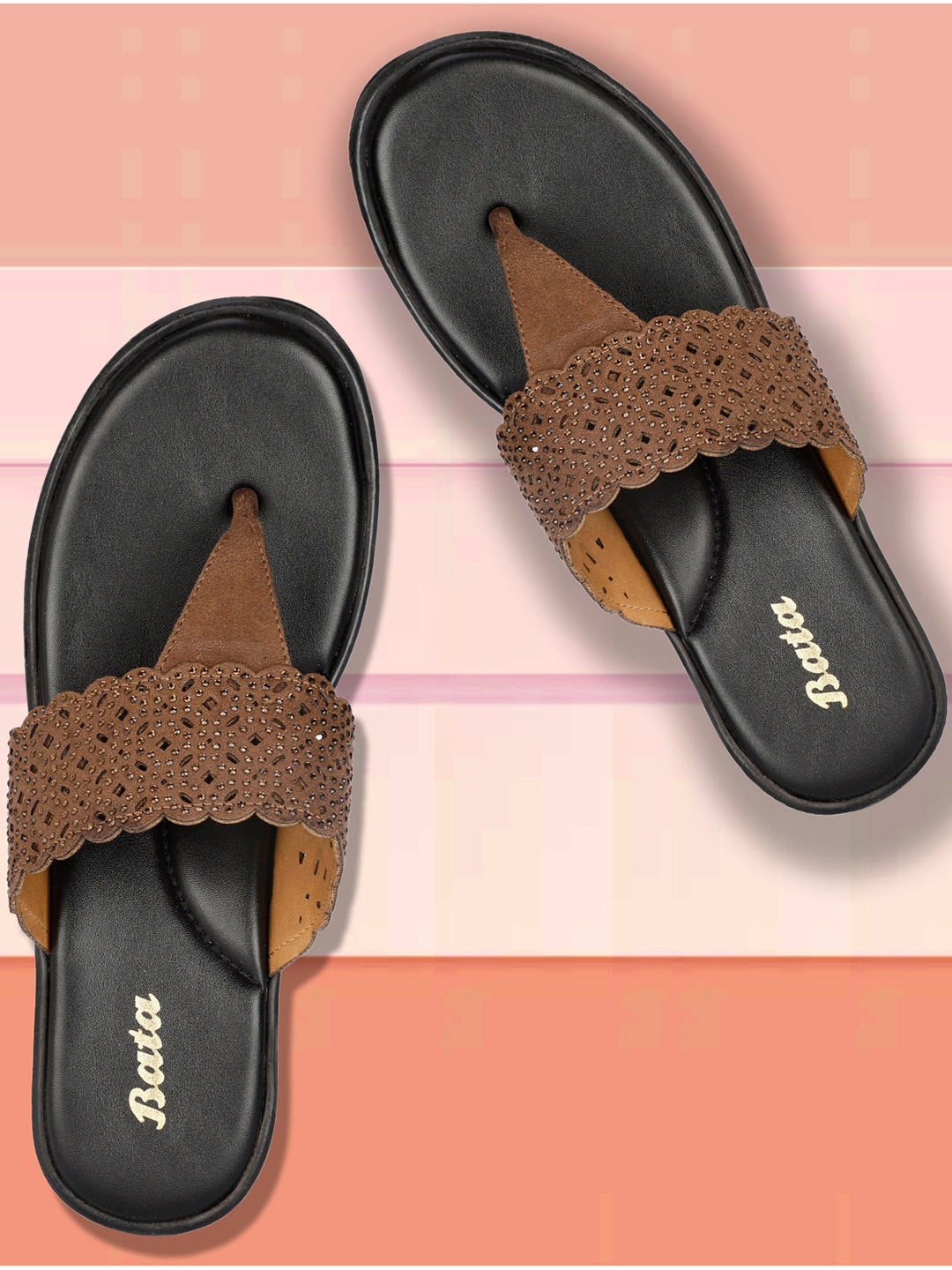 Bata Women Brown Wedge Heel Thong Sandal - Brown - View 6