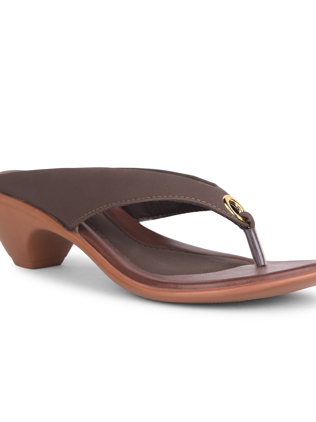 Bata Women Brown Block Heel Thong Sandal - Brown - View 5