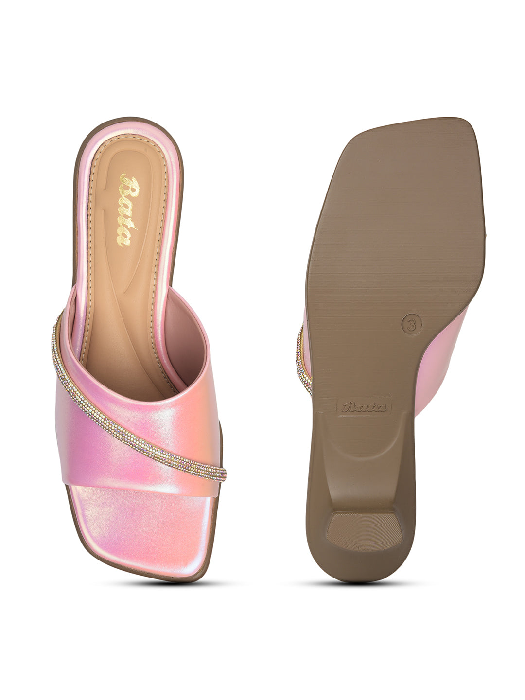 Bata Women Rose Gold Block Heel Mule Sandal - Rose Gold - View 4