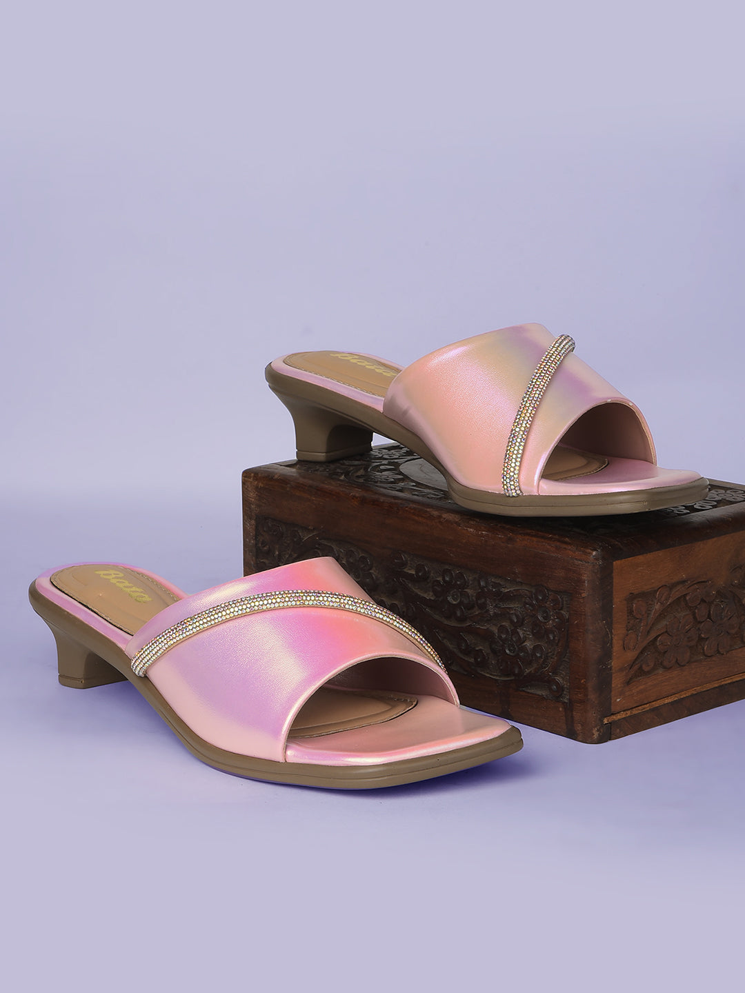 Bata Women Rose Gold Block Heel Mule Sandal - Rose Gold - View 6