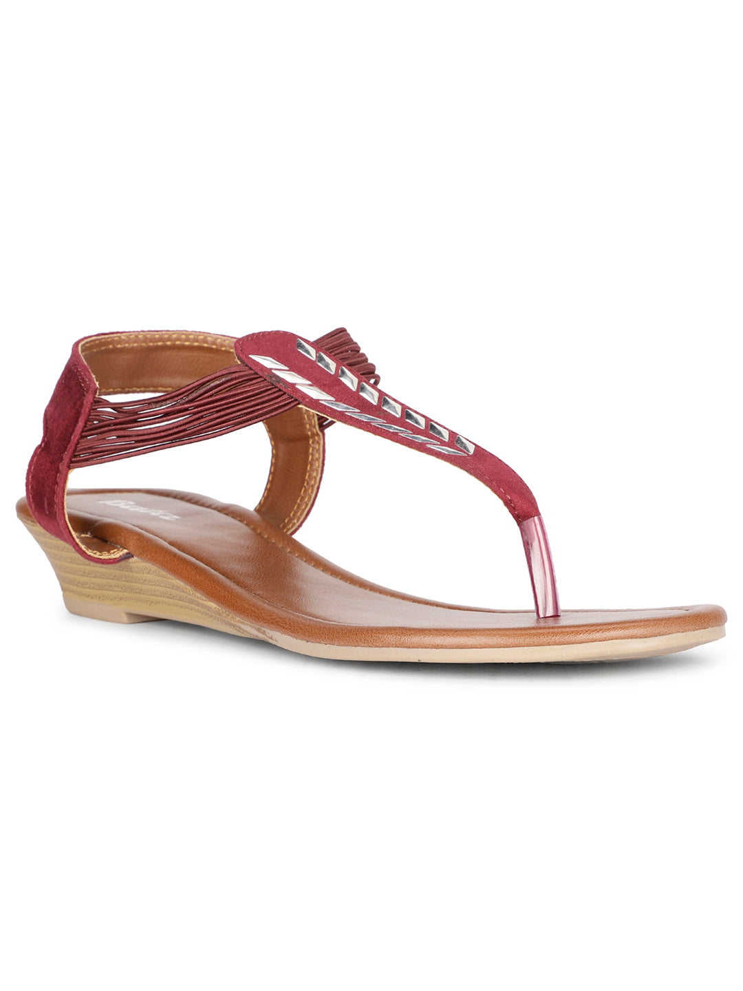 Bata Women Maroon Wedge Heel Thong Sandal - Maroon - View 1