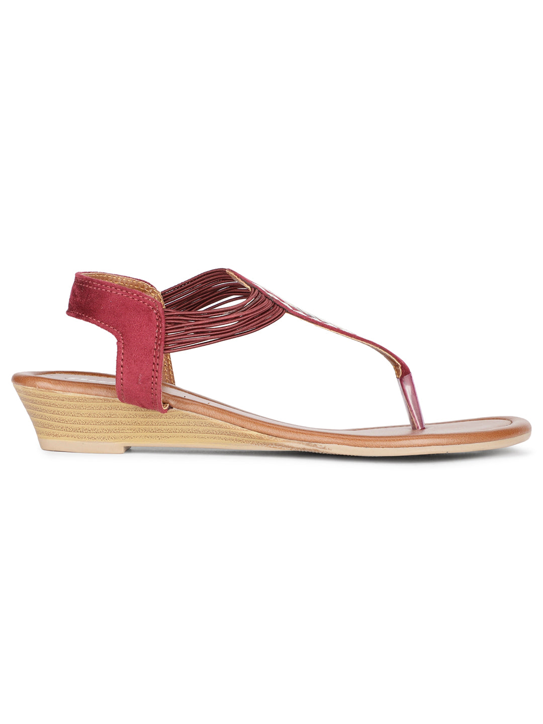 Bata Women Maroon Wedge Heel Thong Sandal - Maroon - View 2