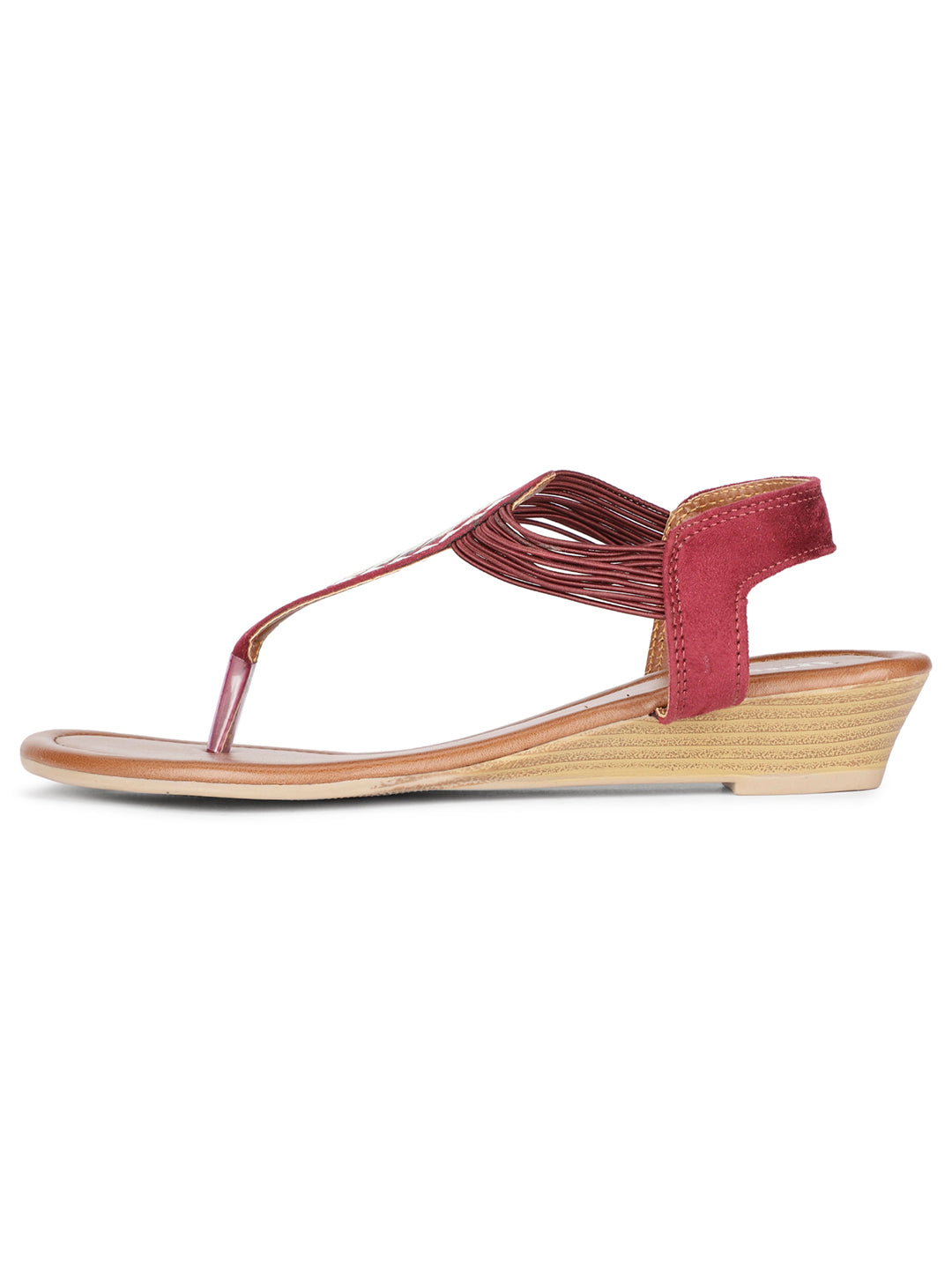 Bata Women Maroon Wedge Heel Thong Sandal - Maroon - View 3