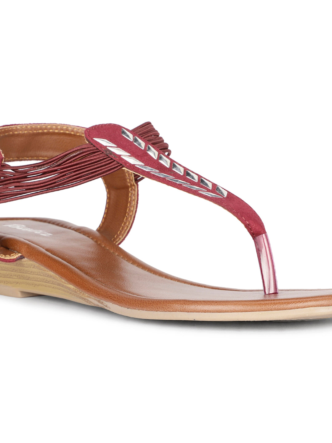 Bata Women Maroon Wedge Heel Thong Sandal - Maroon - View 5