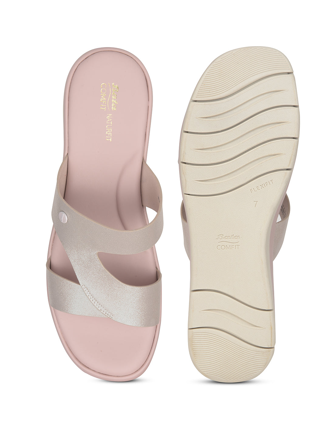 Bata Comfit Women Pink Wedge Heel Mule Sandal - Pink - View 4