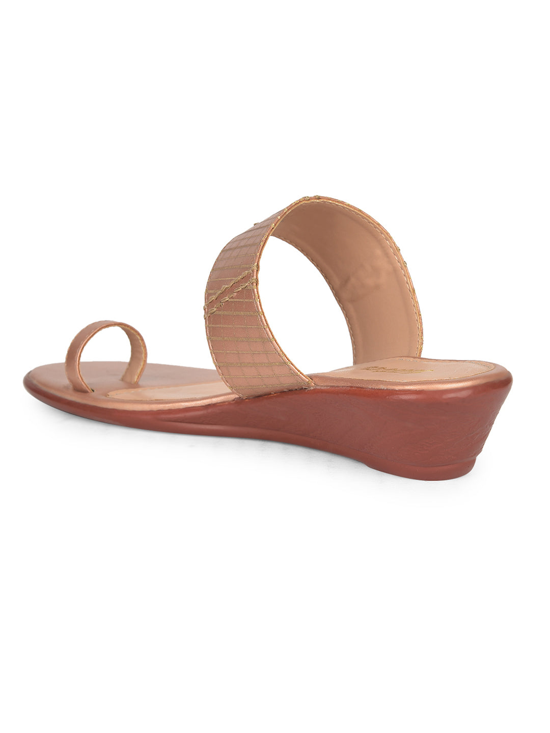 Bata Women's Rose Gold Wedge Heel Toe Ring Sandals - Rose Gold