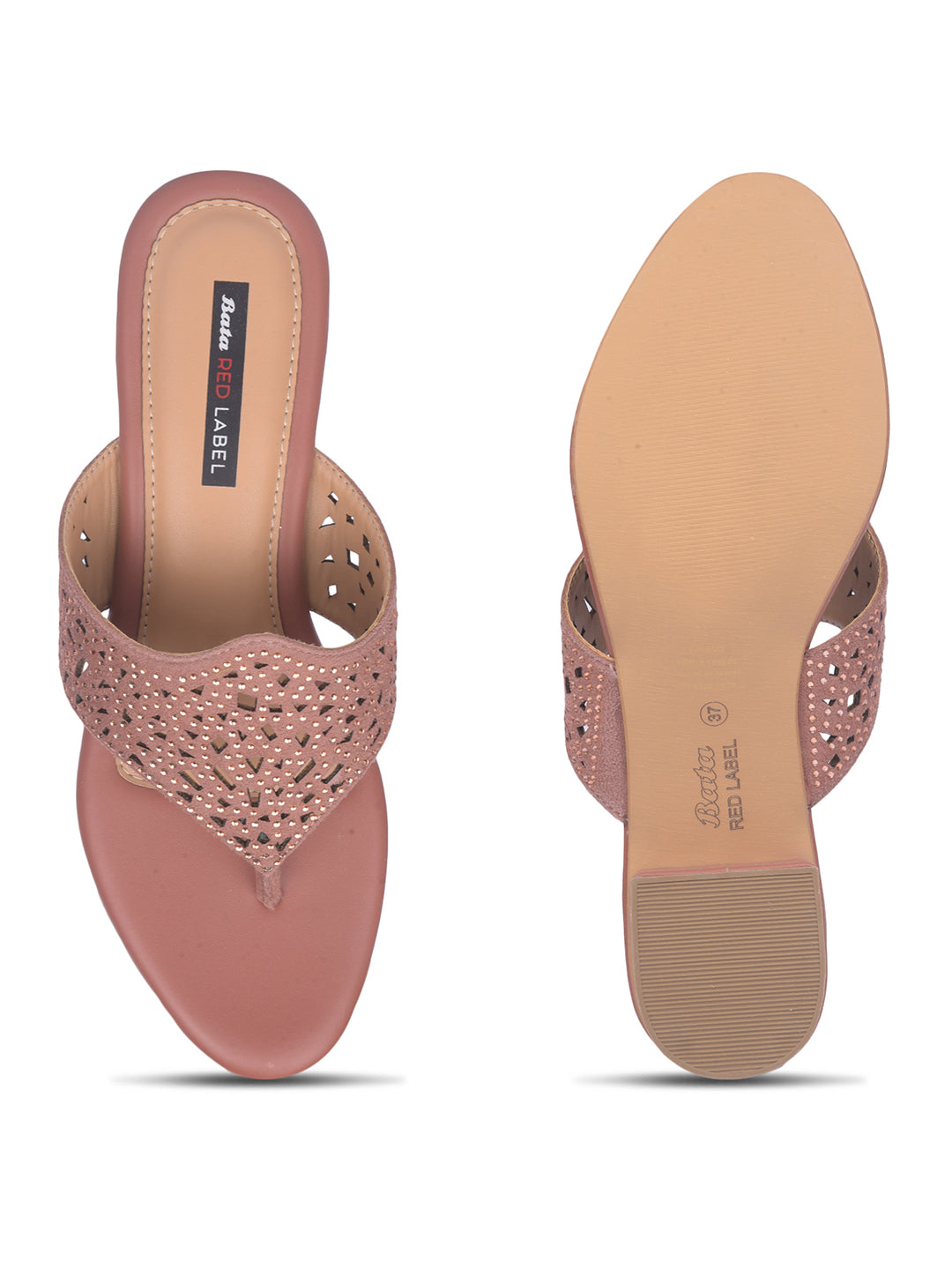 Bata Women Pink Block Heel Thong Sandal - Pink - View 4