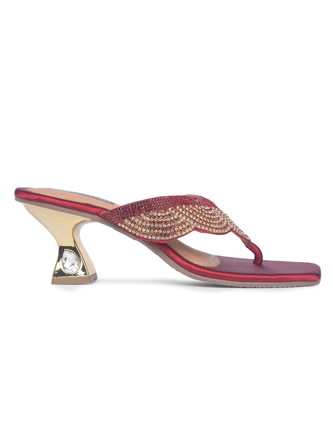 Bata Women Maroon Block Heel Thong Sandal - Maroon - View 2