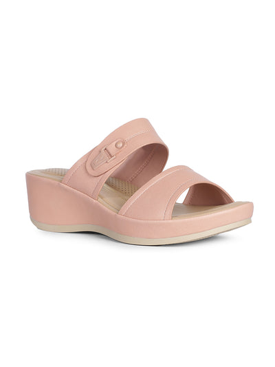 Bata Comfit Women Pink Wedge Heel Mule Sandal - Pink - View 1