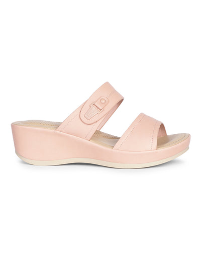 Bata Comfit Women Pink Wedge Heel Mule Sandal - Pink - View 2