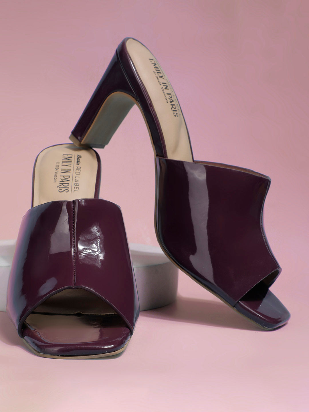 Bata Women Maroon Block Heel Mule Sandal - Maroon - View 6