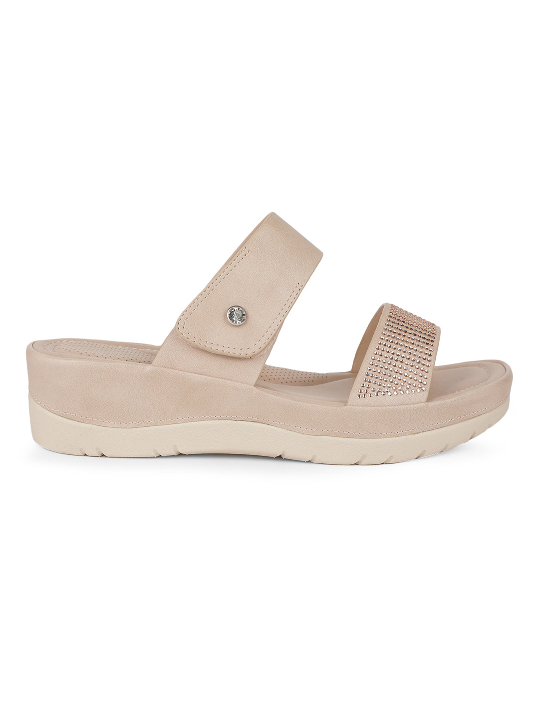 Bata Comfit Women Rose Gold Wedge Heel Mule Sandal - Rose Gold - View 2