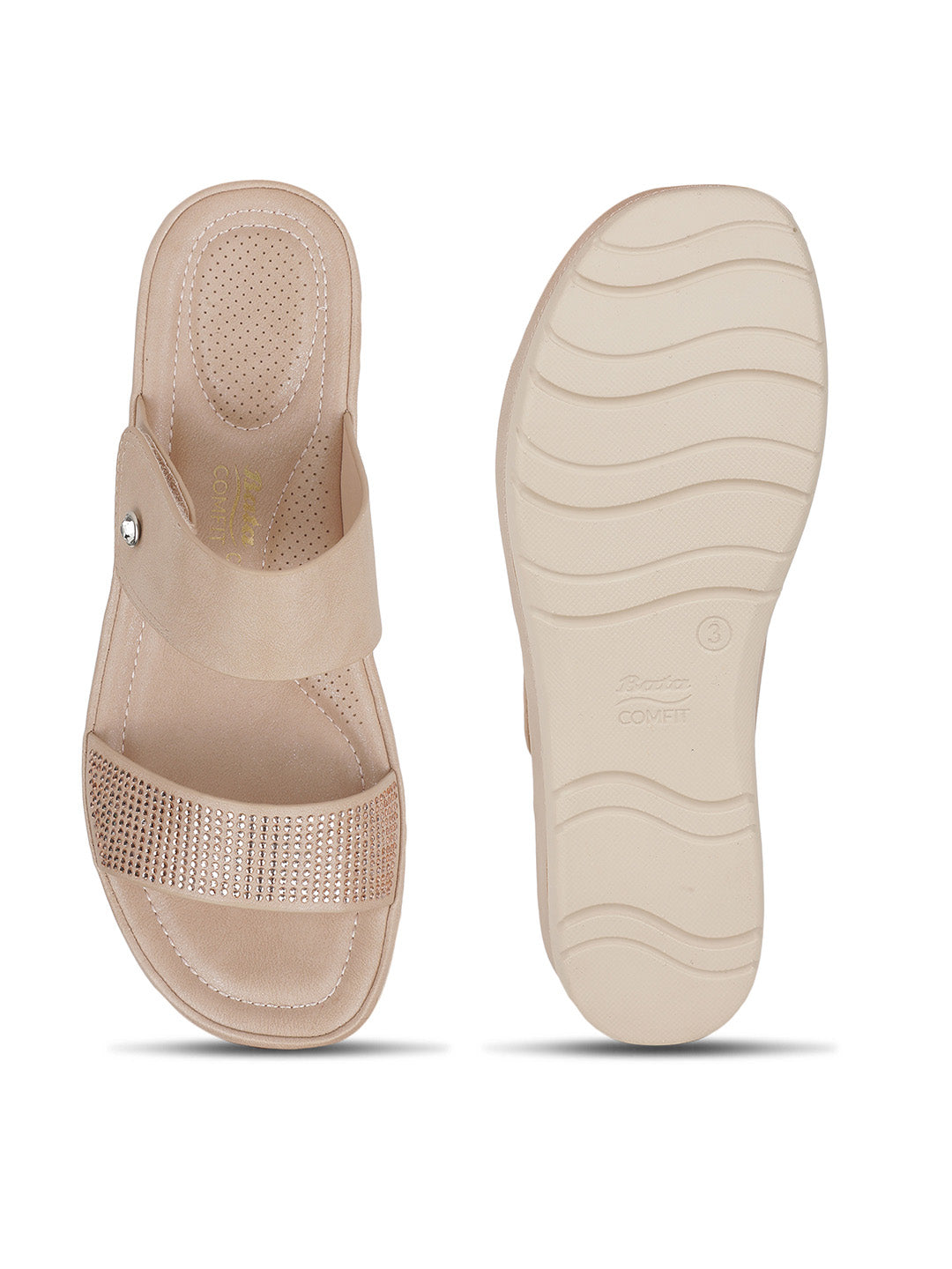 Bata Comfit Women Rose Gold Wedge Heel Mule Sandal - Rose Gold - View 4