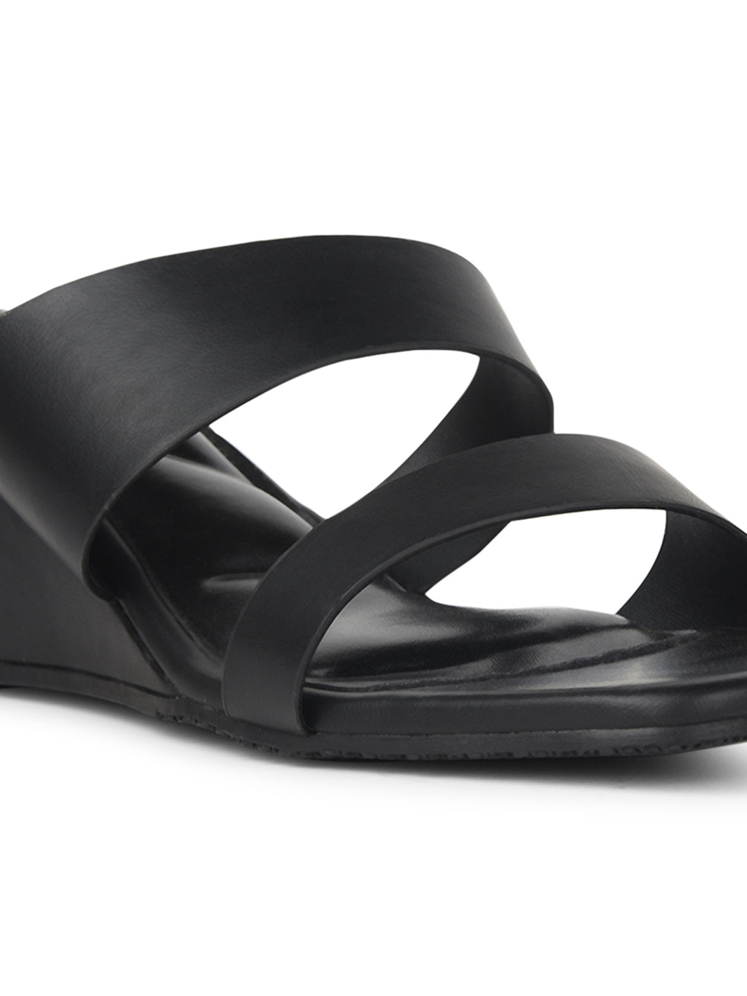 Bata Women Black Wedge Heel Mule Sandal - Black - View 5