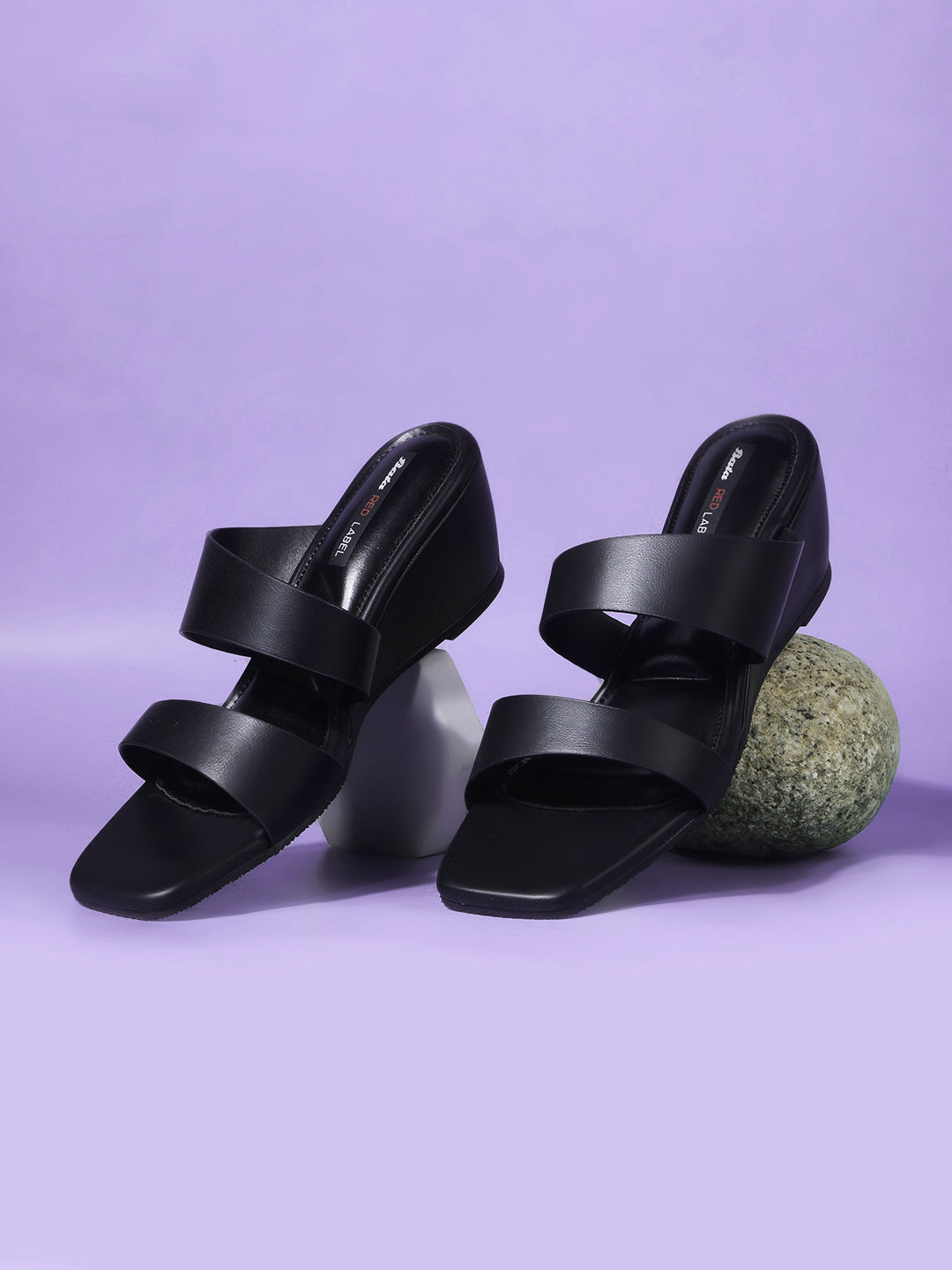 Bata Women Black Wedge Heel Mule Sandal - Black - View 6