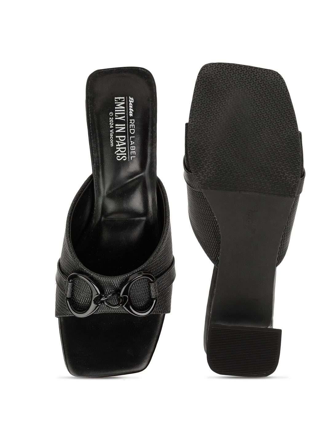 Bata Women Black Block Heel Mule Sandal - Black - View 4