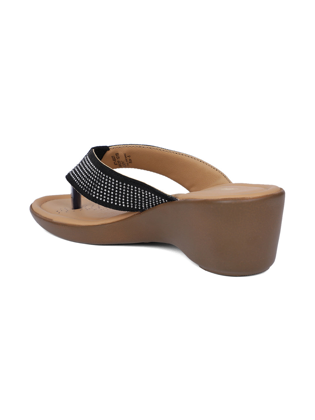 Bata Women Black Wedge Heel Thong Sandal - Black - View 2