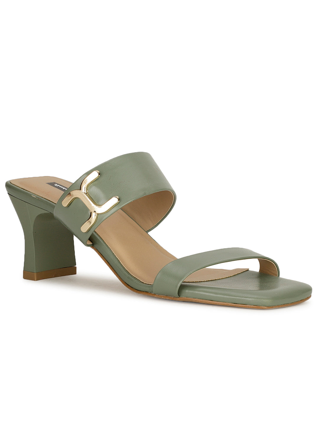 Bata Women's Olive Block Heel Mule Sandals - Olive