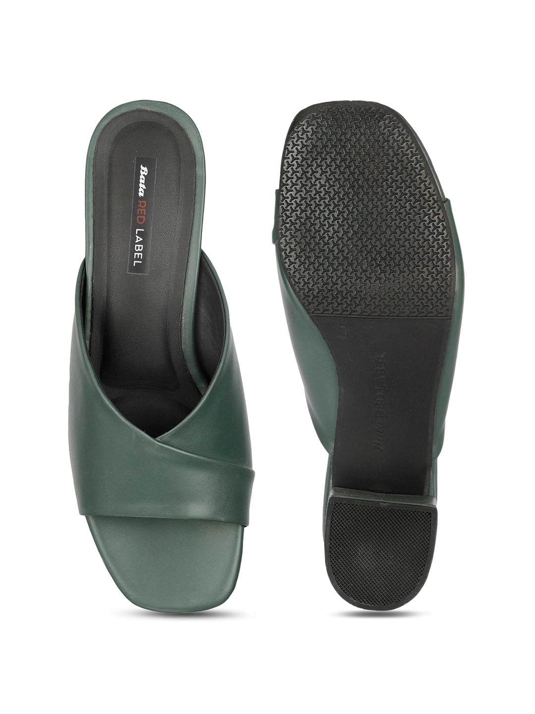 Bata Women Olive Block Heel Mule Sandal - Olive - View 4