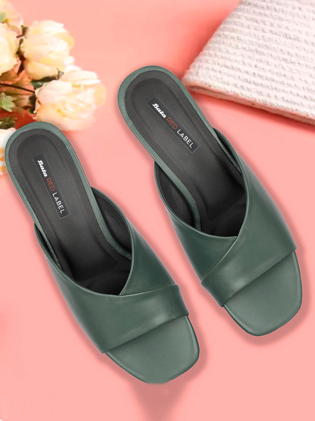 Bata Women Olive Block Heel Mule Sandal - Olive - View 6