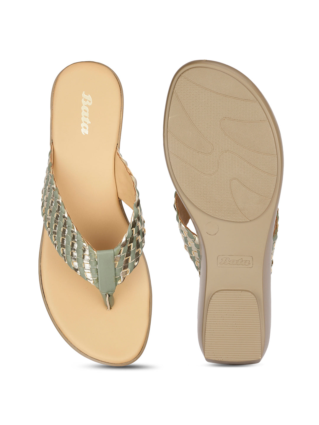 Bata Women Olive Wedge Heel Thong Sandal - Olive - View 4