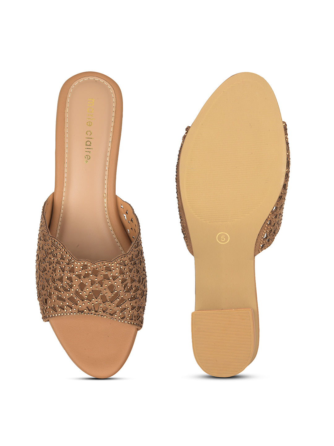 Marie Claire Women Beige Block Heel Mule Sandal - Beige - View 4