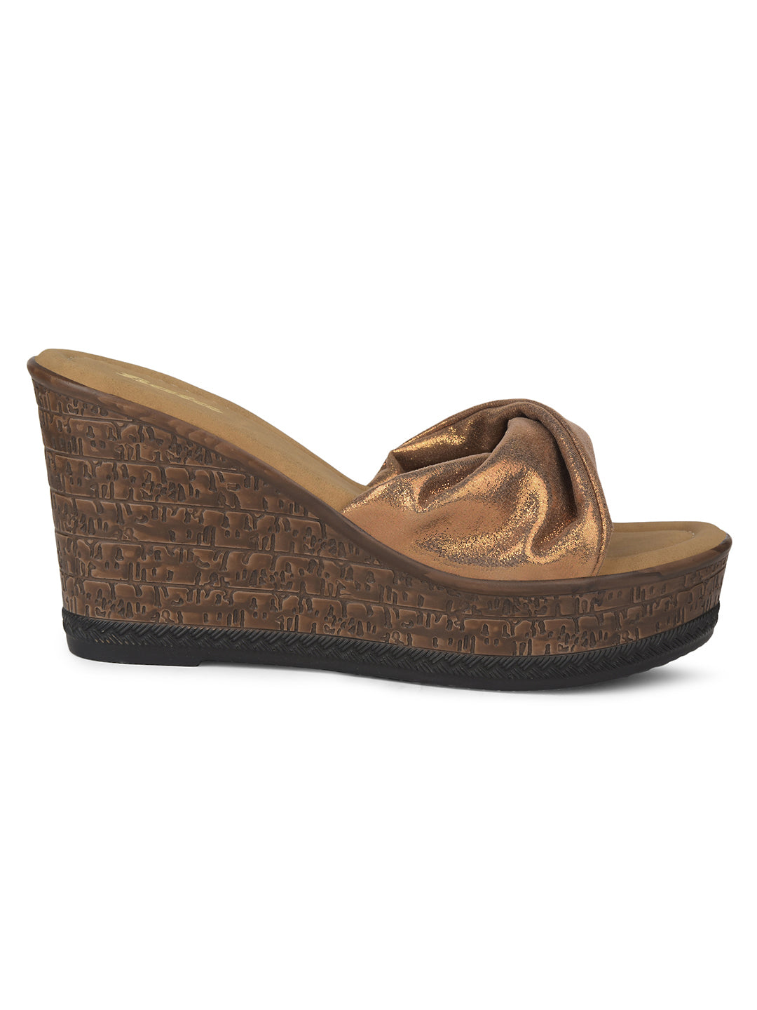 Bata Women Gold Wedge Heel Mule Sandal - Gold - View 2