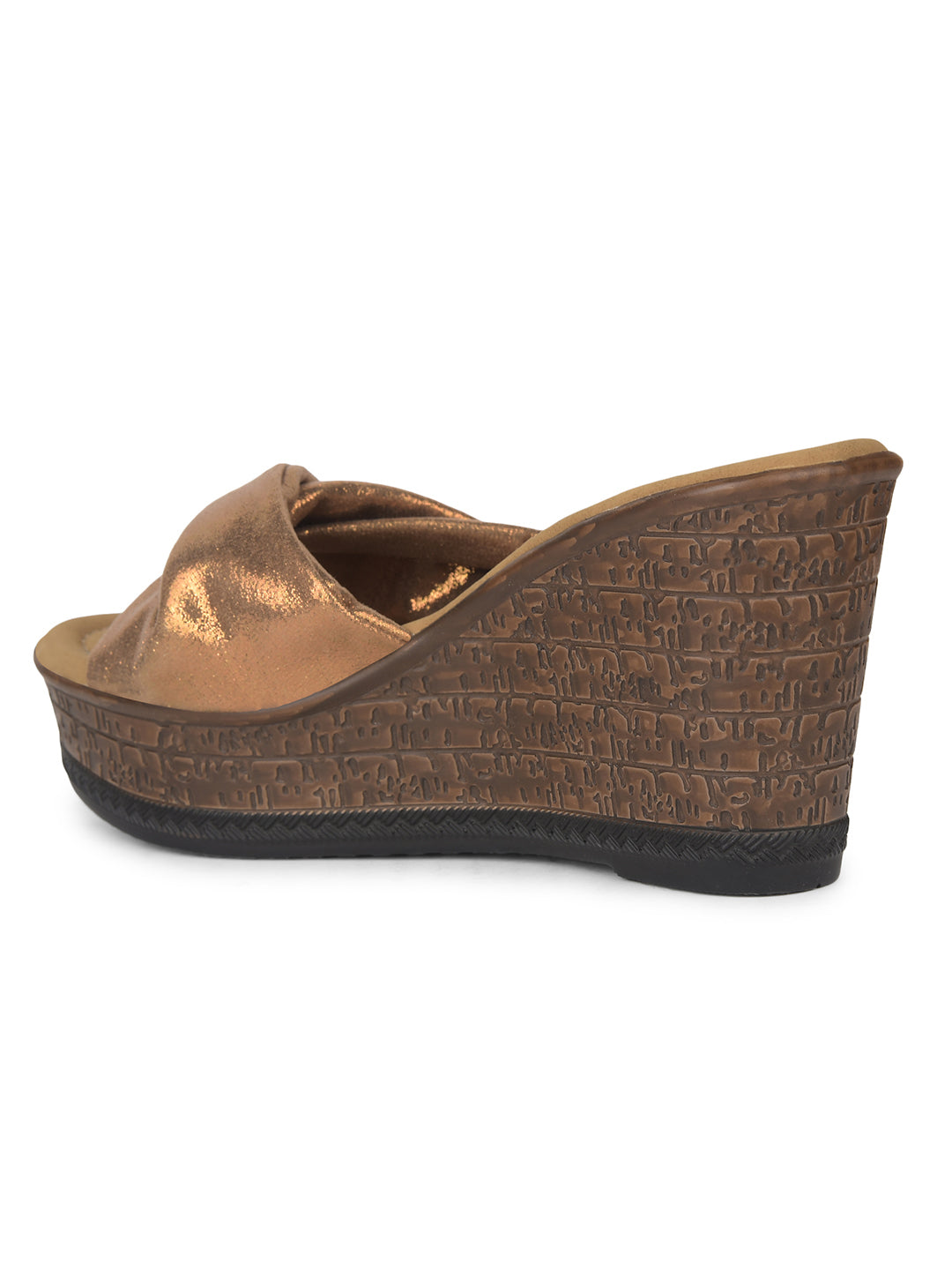 Bata Women Gold Wedge Heel Mule Sandal - Gold - View 3