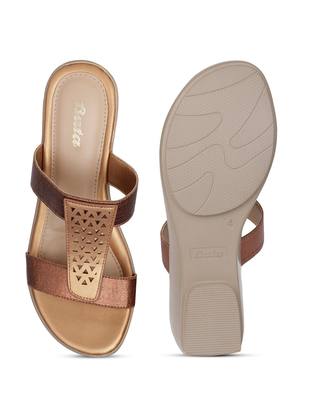 Bata Women Copper Wedge Heel Mule Sandal - Copper - View 4