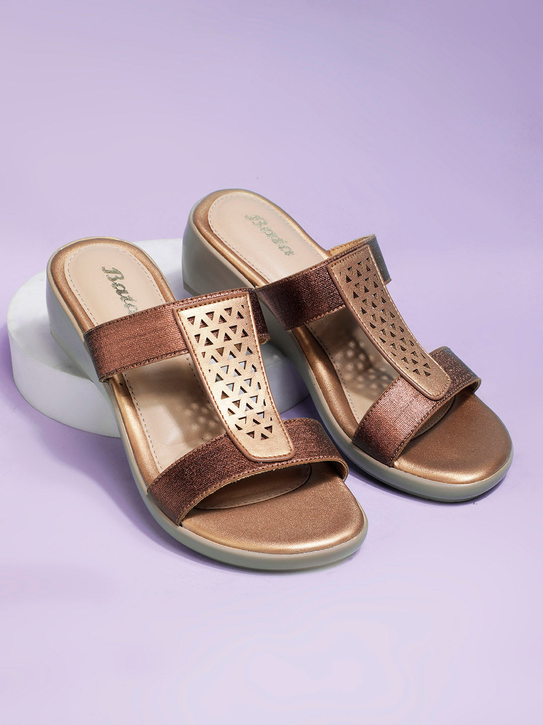 Bata Women Copper Wedge Heel Mule Sandal - Copper - View 6