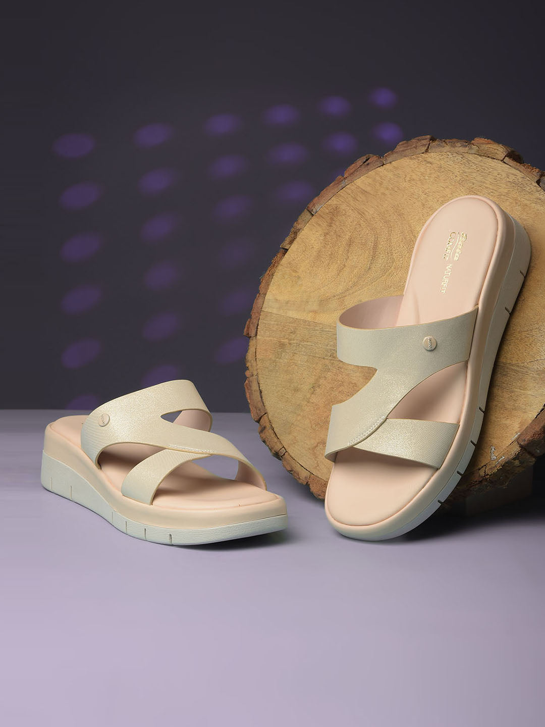 Bata Comfit Women Beige Wedge Heel Mule Sandal - Beige - View 6