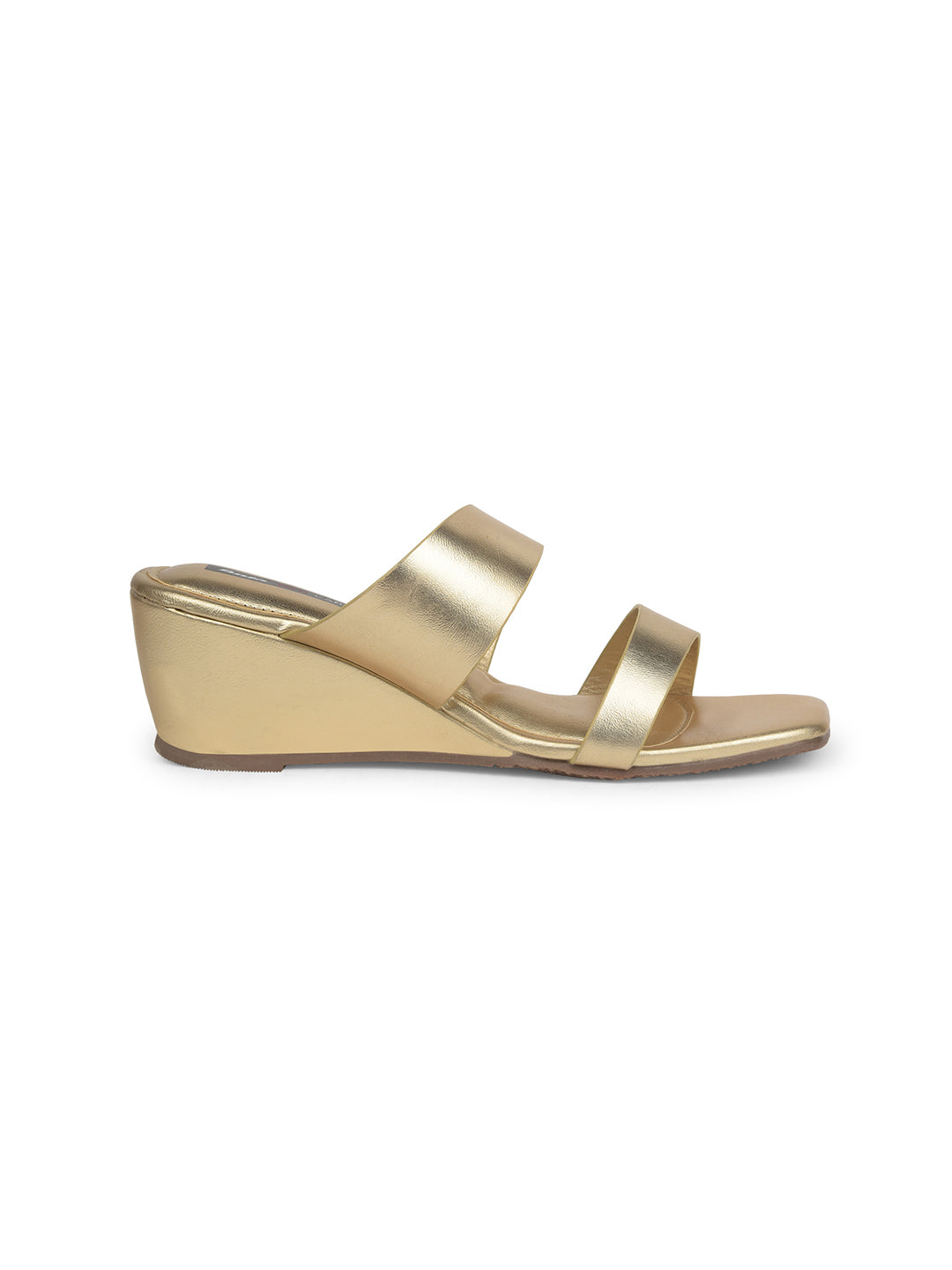 Bata Women Gold Wedge Heel Mule Sandal - Gold - View 2