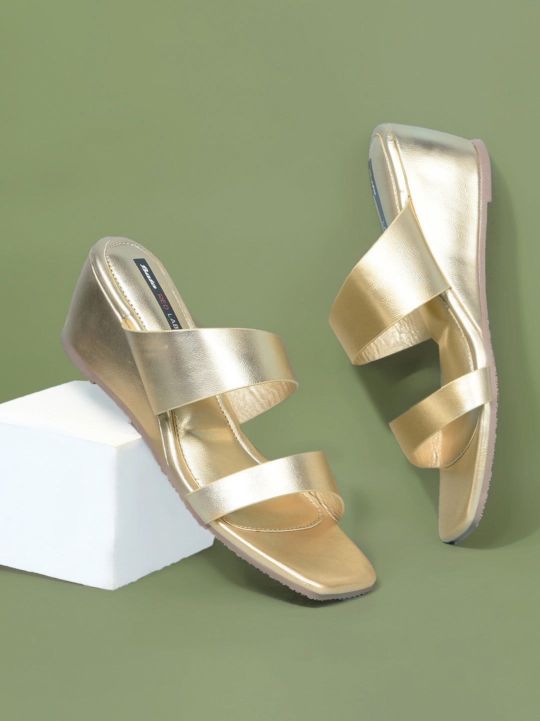 Bata Women Gold Wedge Heel Mule Sandal - Gold - View 6