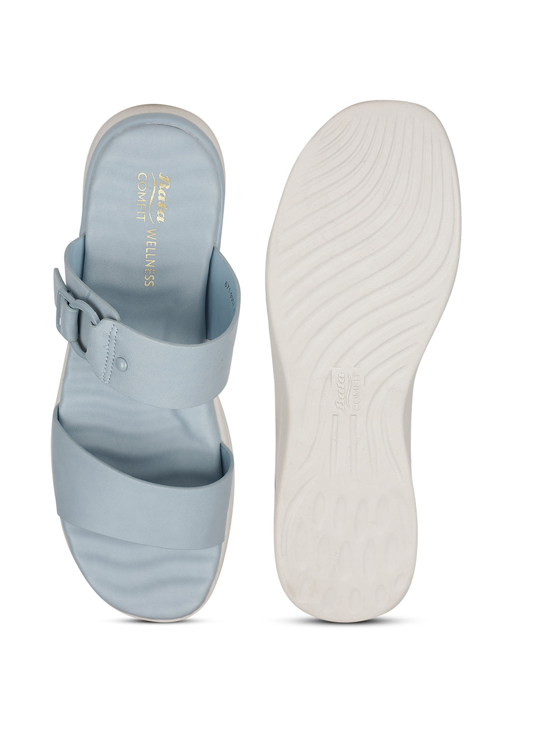 Bata Comfit Women Light Blue Platform Heel Mule Sandal - Light Blue - View 4