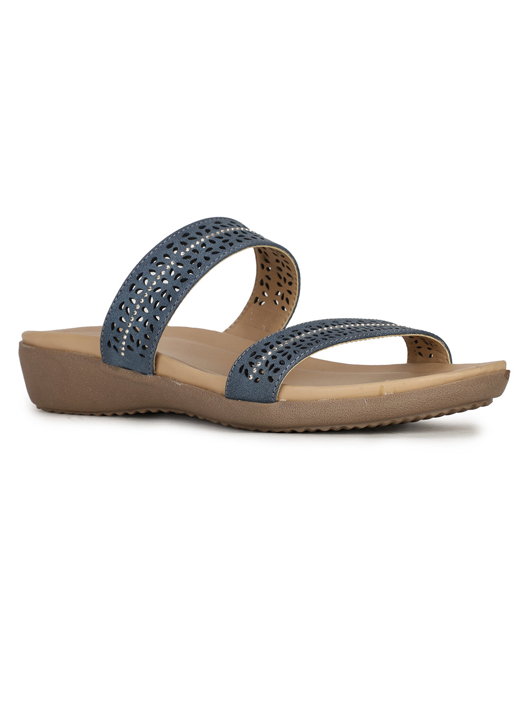 Bata Women's Blue Wedge Heel Mule Sandals - Blue