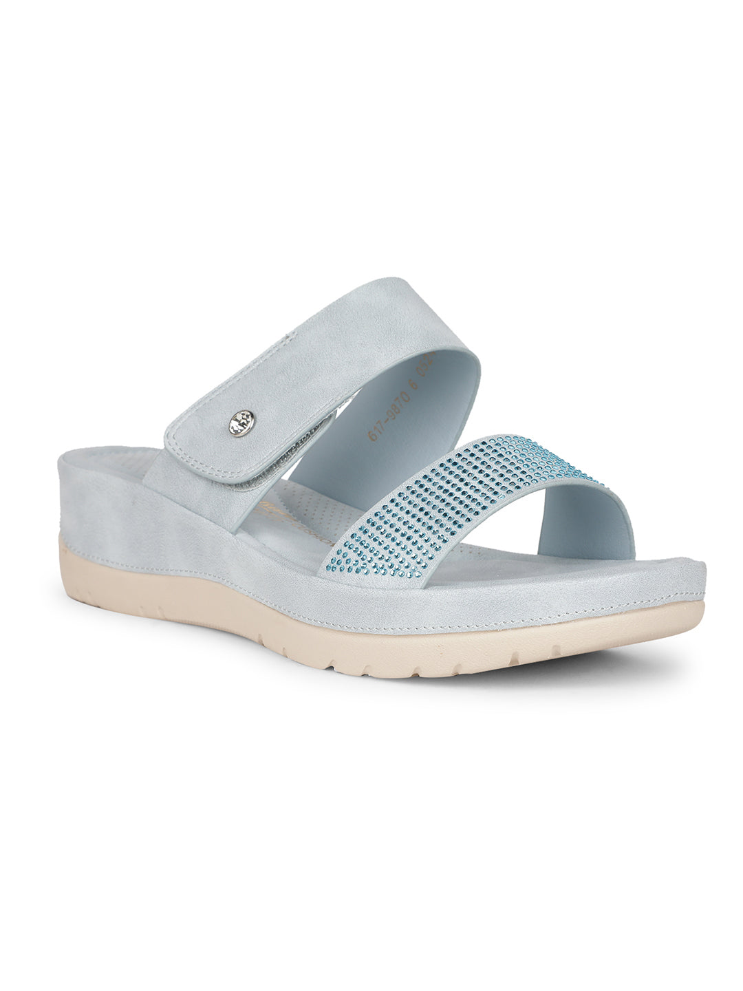 Bata Comfit Women Light Blue Wedge Heel Mule Sandal - Light Blue - View 1