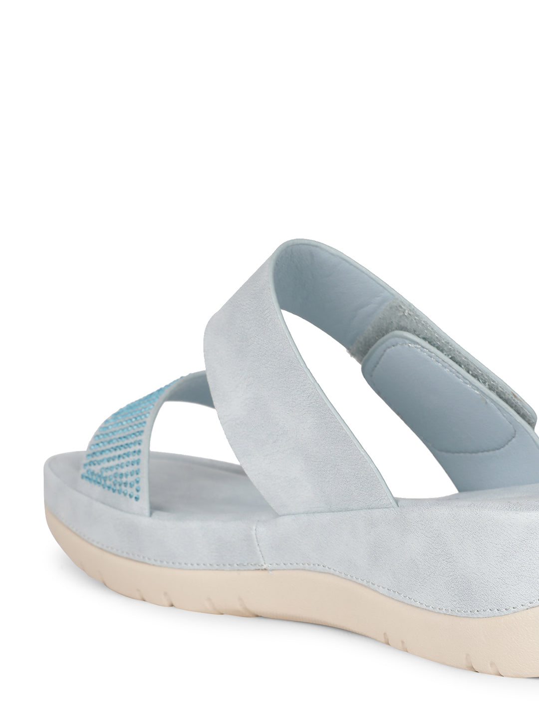 Bata Comfit Women Light Blue Wedge Heel Mule Sandal - Light Blue - View 3