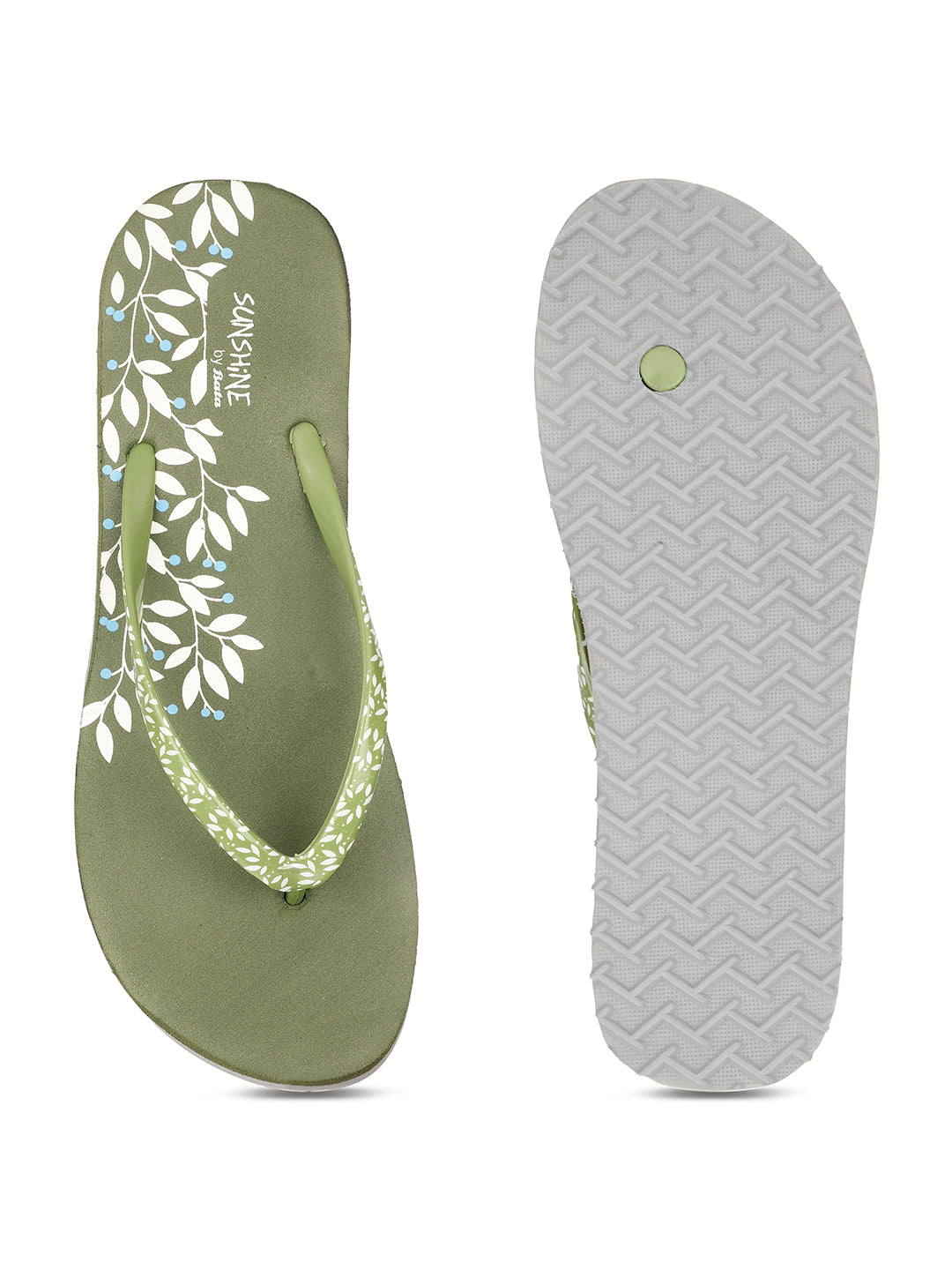 Bata Women's Olive Casual Flip-Flops - Olive