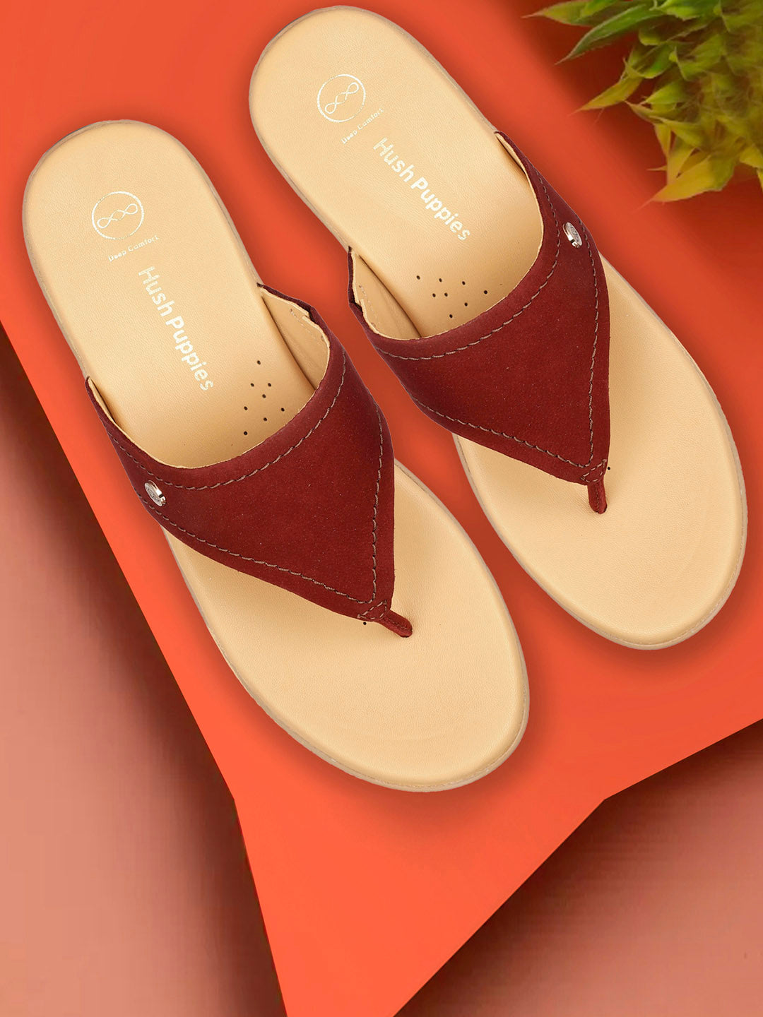Hush Puppies Women Maroon Wedge Heel Thong Sandal - Maroon - View 6