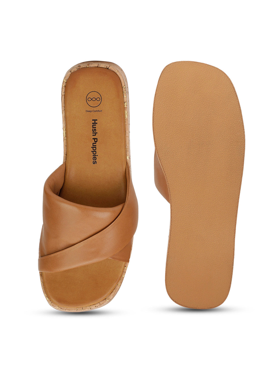 Hush Puppies Women Tan Wedge Heel Mule Sandal - Tan - View 4