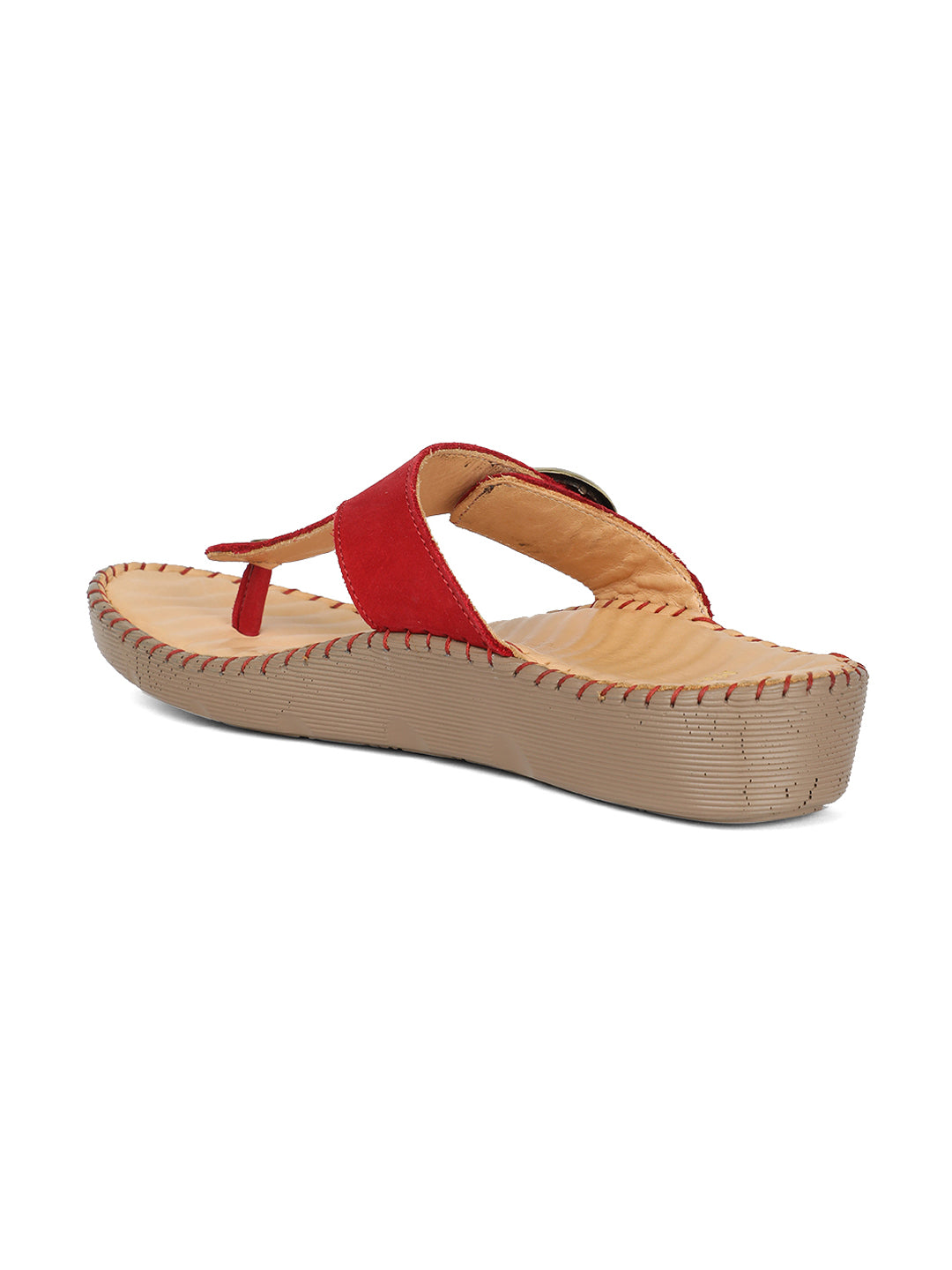 Scholl Women Red Wedge Heel Thong Sandal - Red - View 2