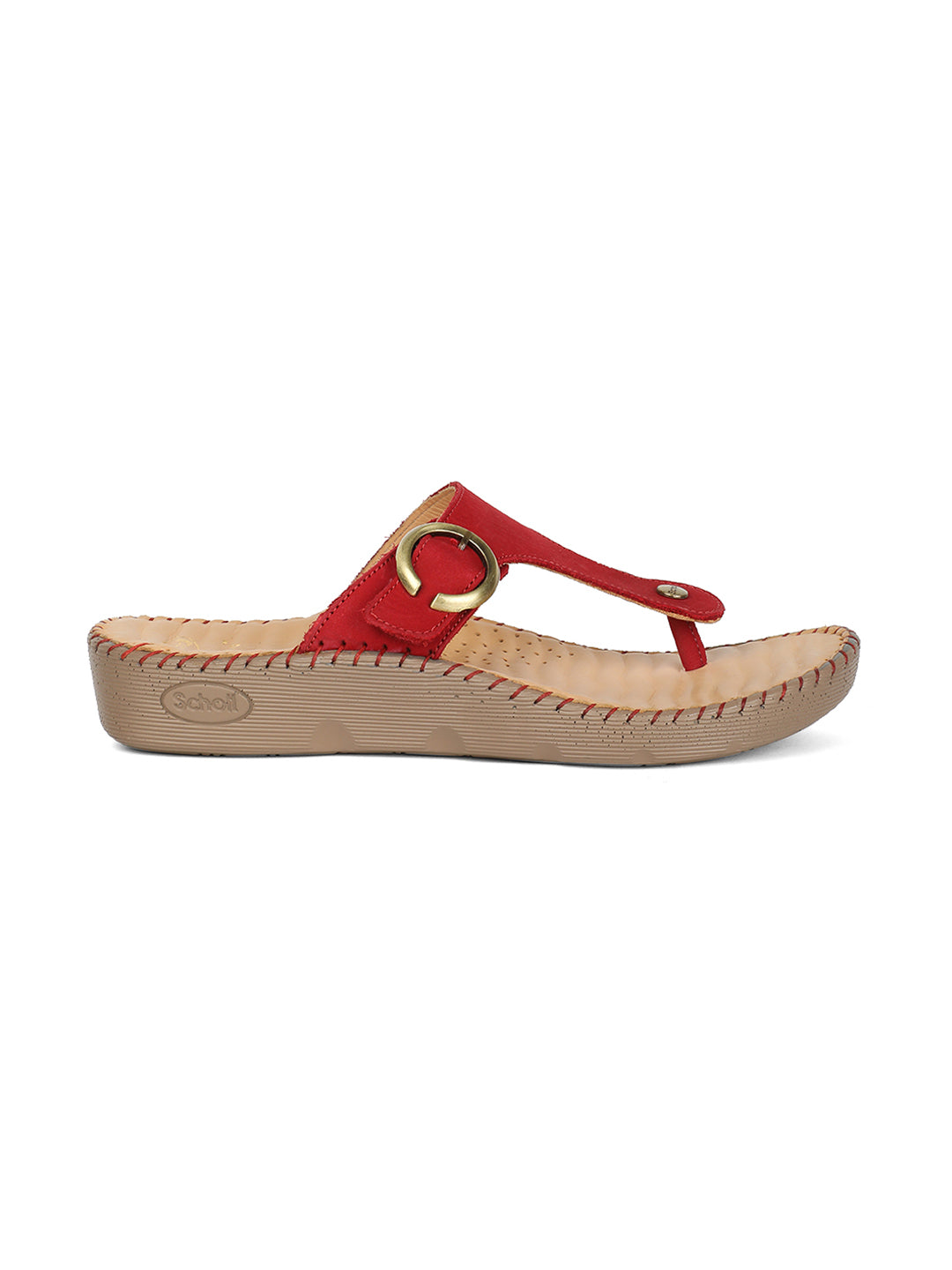Scholl Women Red Wedge Heel Thong Sandal - Red - View 3