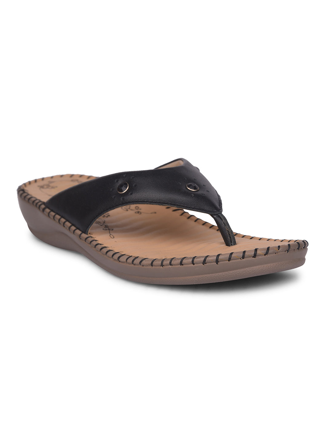 Scholl Women Black Wedge Heel Thong Sandal - Black - View 1