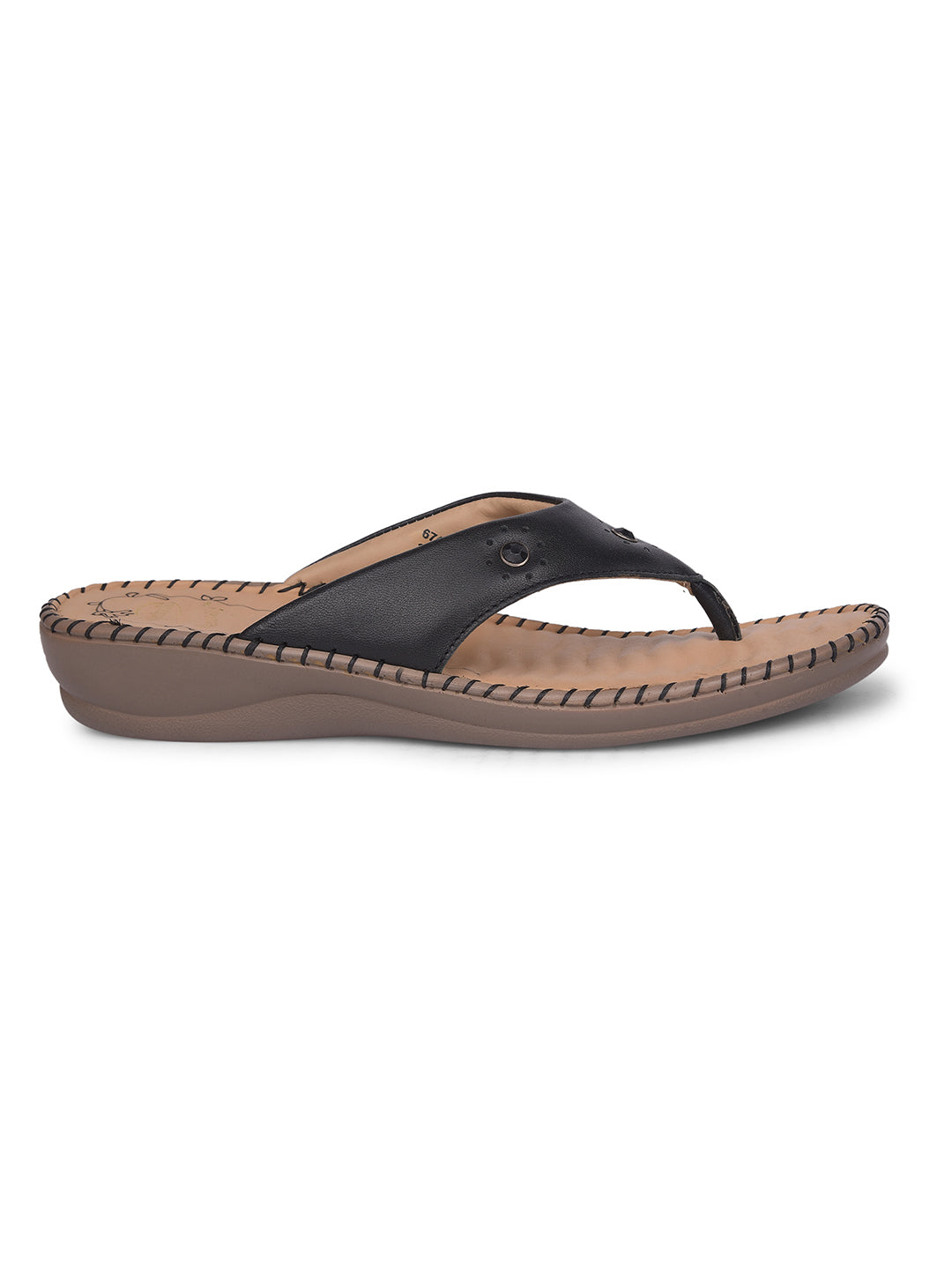 Scholl Women Black Wedge Heel Thong Sandal - Black - View 2