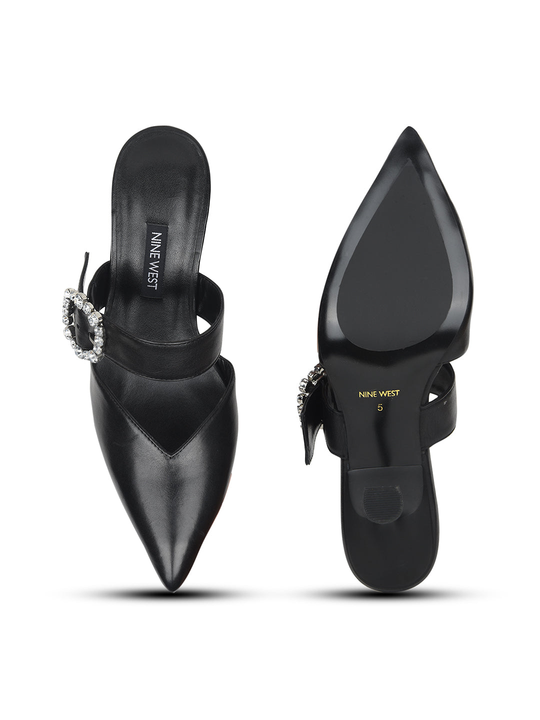 Nine West Women Pointed-Toe Kitten Heel Mule Sandal - Black - View 4