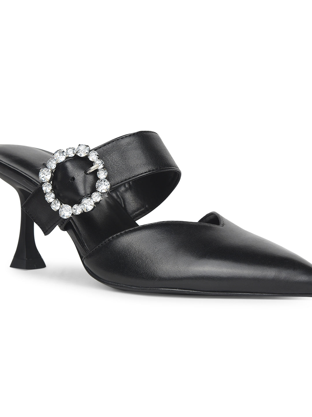 Nine West Women Pointed-Toe Kitten Heel Mule Sandal - Black - View 5