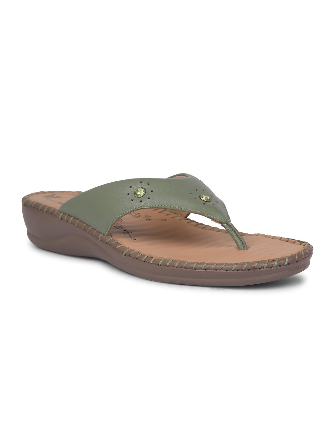 Scholl Women Light Green Wedge Heel Thong Sandal - Light Green - View 1